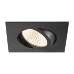 SLV New Tria 68 Spot Aluminium Black Square 8.3W 705lm 60D - 927 Extra Warm White | Cutout 68mm - Best Colour Rendering - Dimmable 