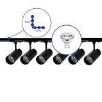 Bright Choice Complete Set 1-Phase Rail L 1,5 x 1,5 Meter Black | incl. 6x Spot + GU10 2700K 3W Dimmable + End Cap, Power Connector and L -Connector