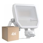 Multipack 4x Ledvance LED Floodlight Aluminium White 41W 6000lm 100D - 840 Cool White | IP65 - Motion And Light Sensor - Symmetrical