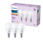 Multipack 3x Philips Bulb LED E14 Pear Frosted 5W 470lm - 827 Extra Warm White