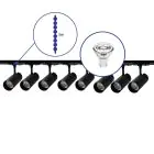 Bright Choice Complete Set 1-Phase Rail 3 Meter Black | incl. 8x Spot + GU10 2700K 3W Dimmable + End Cap, Power Connector and I-Connector