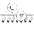 Bright Choice Complete Set 1-Phase Rail L 1,5 x 1,5 Meter White | incl. 7x Spot + GU10 2700K 3W Dimmable + End Cap, Power Connector and L -Connector